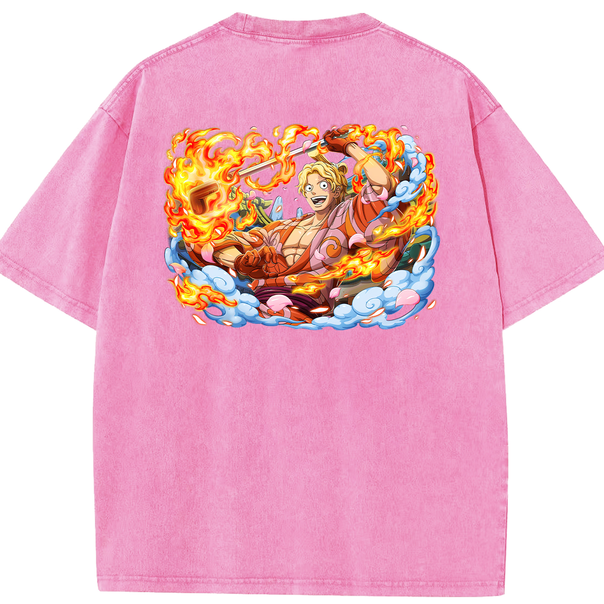 ワンピース サンジ ONE PIECE Sanji 綿100% ヴィンテージ風 半袖Tシャツ（背面プリント）